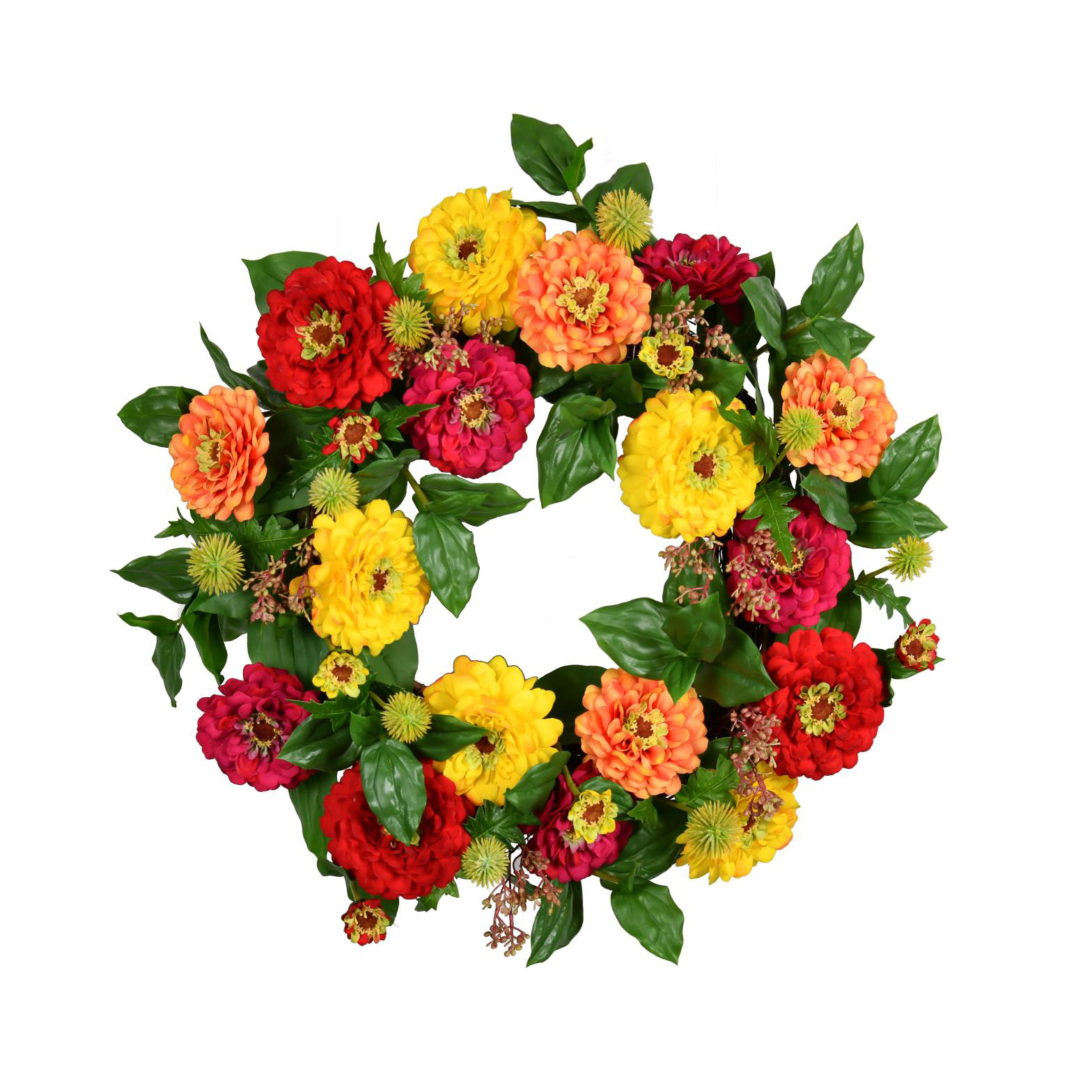 ZINNIA GARDEN WREATH - 20 INCH - Mills Floral Company