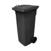 WB140BLA - Black Wheelie Bin - 140 Ltr Closed Offset View Left