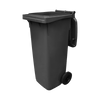 WB140BLA - Black Wheelie Bin - 140 Ltr Open Offset View Left