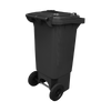 Black Wheelie Bin - 80 Litre Back Offset View Lid Closed