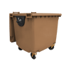 Brown Wheelie Bin - 1100 Litre - Front View Right Offset Lid Open