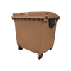Brown Wheelie Bin - 1100 Litre - Offset View Left