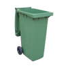 Green Wheelie Bin - 180 Litre - WB180GRN - Lid Open Offset View