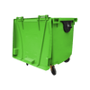 Lime Green Wheelie Bin - 1100 Litre - Back View Lid Open