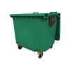 Moss Green Wheelie Bin - 1100 Litre - Front View Left Offset Lid Open