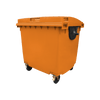 Orange Wheelie Bin - 1100 Litre - Offset View Left