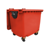 Red Wheelie Bin - 1100 Litre - Front View Right Offset Lid Open