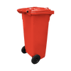 WB140RED - Red Wheelie Bin - 140 Ltr Back Closed Offset View Right