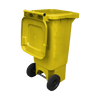 Yellow Wheelie Bin - 80 Litre Offset View Back Lid Open