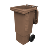 Brown Wheelie Bin - 80 Litre Lid Open Offset View