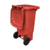 Red Wheelie Bin - 80 Litre Back Offset View Lid Open