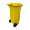 WB140YEL - Yellow Wheelie Bin - 140 Ltr Back Closed Offset View Right