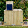 Situated in a Garden on Decking with Left Lid Open Revealing a Blue Bin Lid