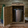 PDS-S-TGV - Paythorne Single Dustbin Store - Situated on Decking with Door Open & Bin Inside