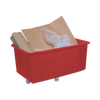 Red Mobile Truck with 625L Capacity Filled with Cardboard and Soft Plastic Waste
