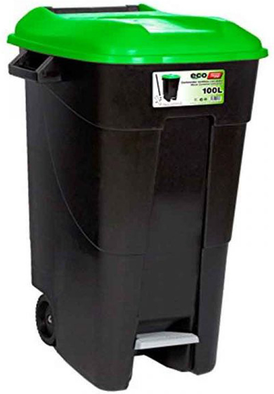 421037 - Wheeled Pedal Bin - 100 Ltr - Black/Green