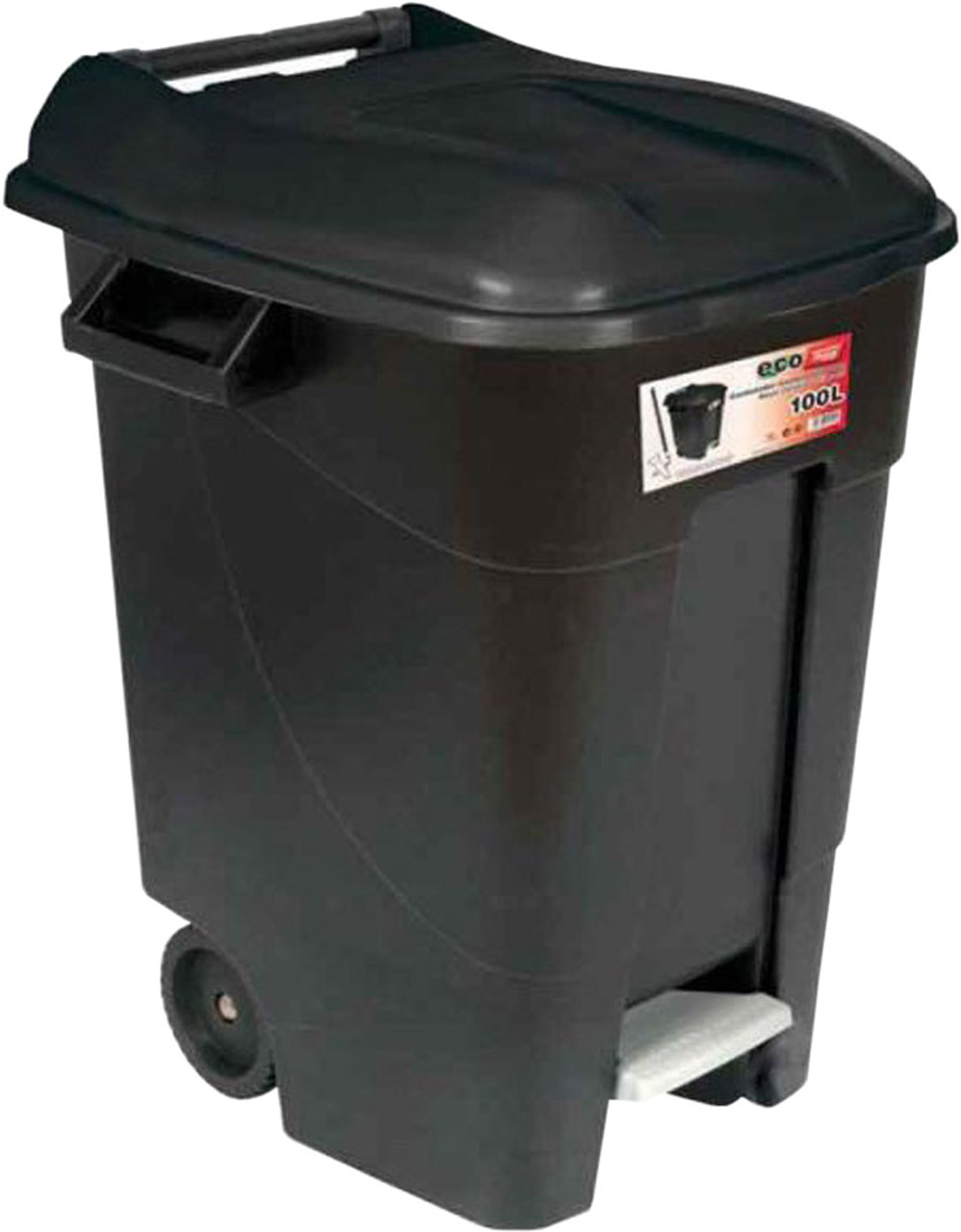 Wheeled Pedal Bin 100 Ltr Black/Black Wheelie Bin Warehouse