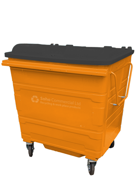 Orange Metal Wheelie Bin - 1100 Litre - ST1100METORA