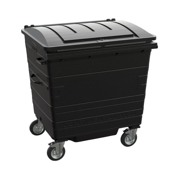 Black Metal Wheelie Bin - 1100 Litre - TY1100METBLA