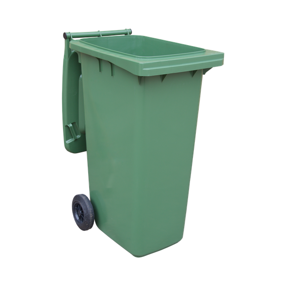 Green Wheelie Bin - 180 Litre - WB180GRN - Lid Open Offset View