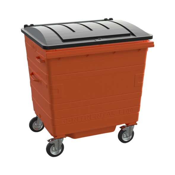 Orange Metal Wheelie Bin - 1100 Litre - TY1100METORA