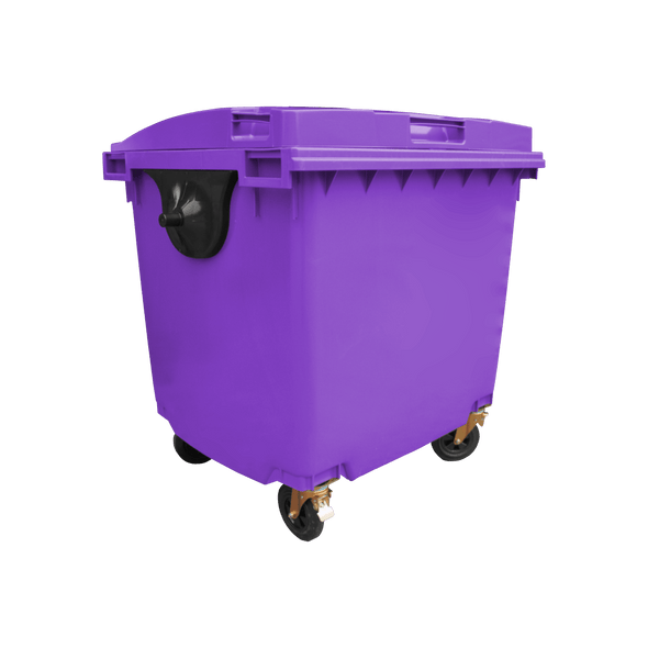 Purple Wheelie Bin - 1100 Litre - Offset View Right