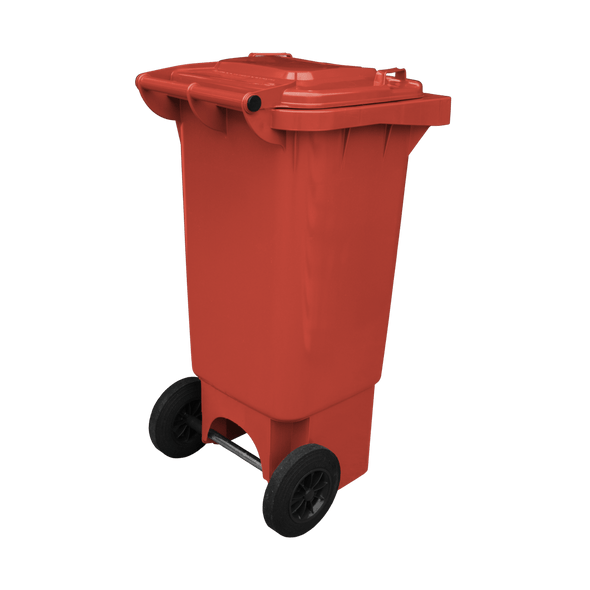 Red Wheelie Bin - 80 Litre Back Offset View Lid Closed