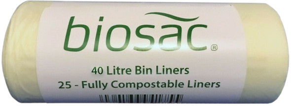 Biosac Compostable Bin Liner - 40 Ltr - Roll of 25 Biosac Compostable Bin Liner - 40 Ltr - Roll of 25