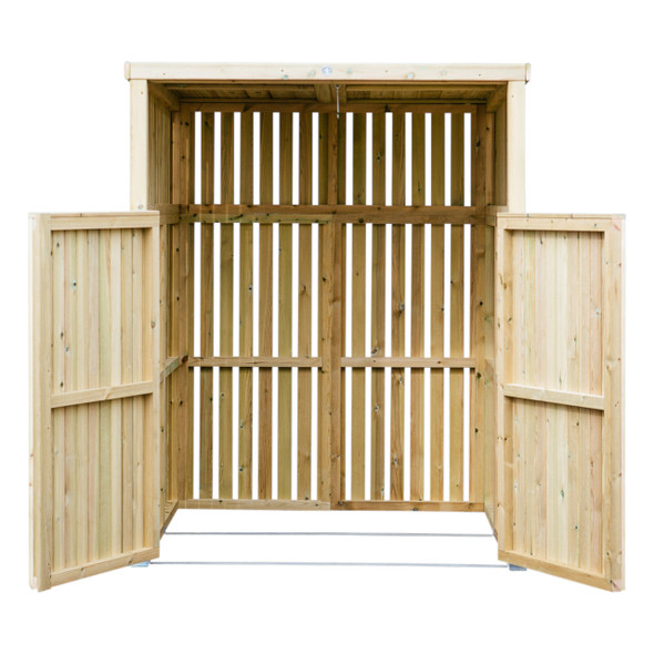 Whalley Commercial Wheelie Bin Store with Roof - 660 Ltr & 1100 Ltr - Doors Open