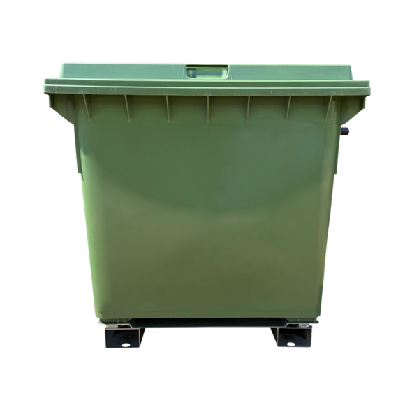 Static Forklift Waste & Recycling Bin 660L - Green - Front View