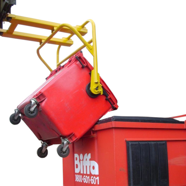 WBH4W - Wheelie Bin Handler for 4-wheeled bins - Tipping Bin into Skip