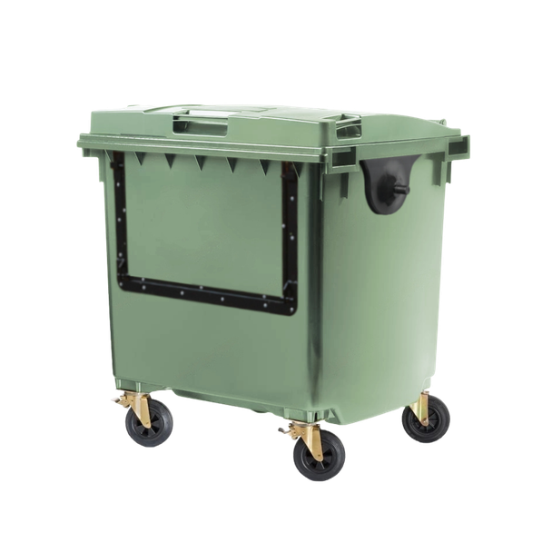 1100 Litre Drop Front Wheelie Bin - Green