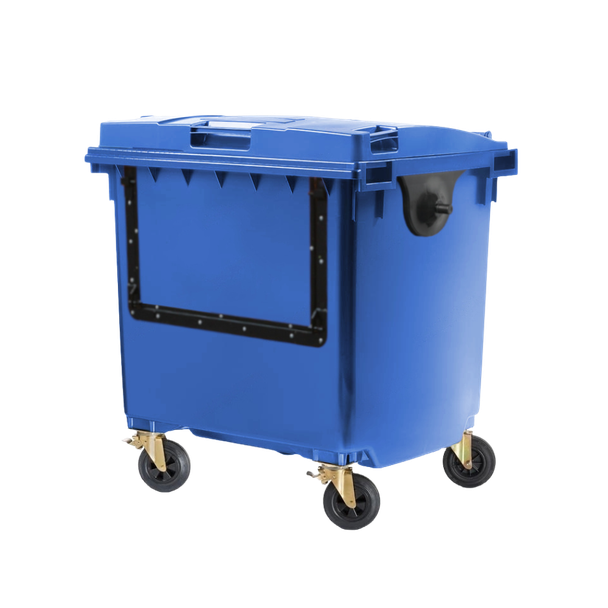 1100 Litre Drop Front Wheelie Bin - Blue