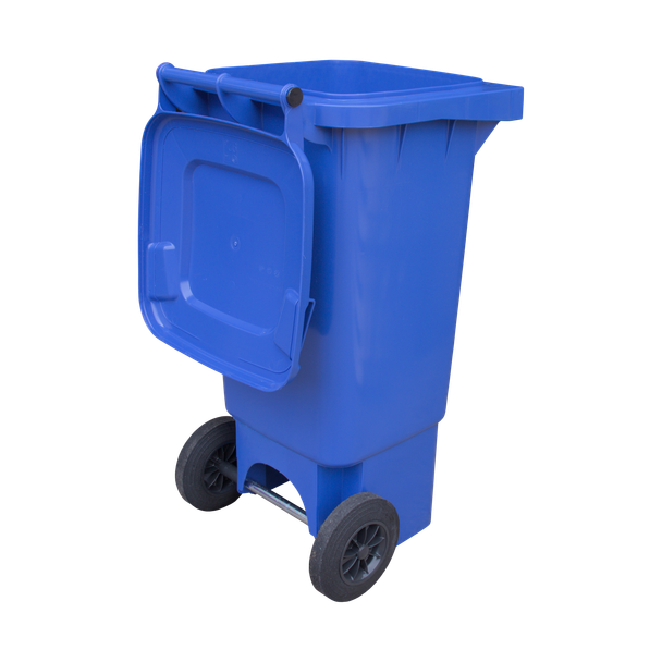 Blue Wheelie Bin - 80 Litre Offset View BackLid Open