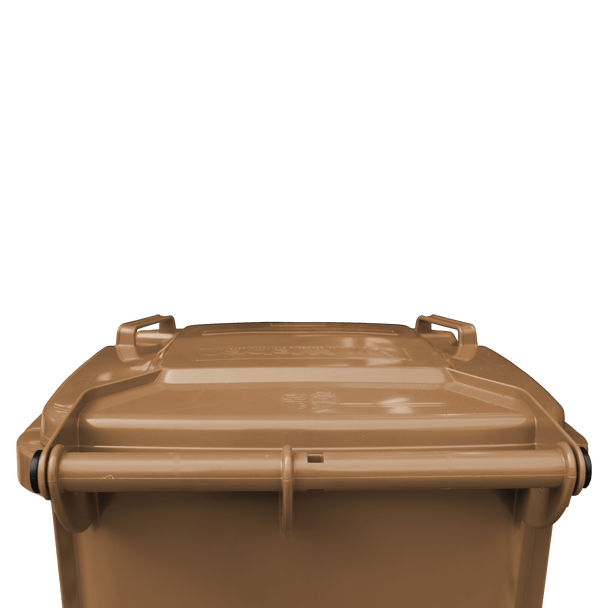 WB140BRN - Brown Wheelie Bin - 140 Ltr Top Closed View Back