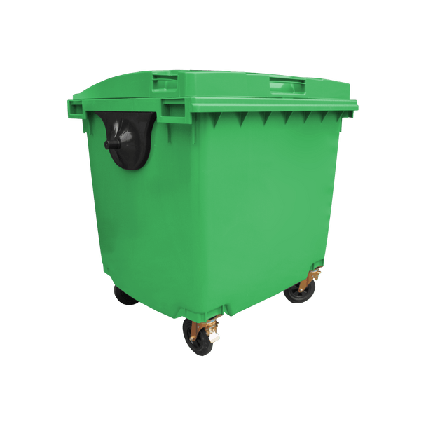 Green Wheelie Bin - 1100 Litre - Offset View Right - WB1100GRN