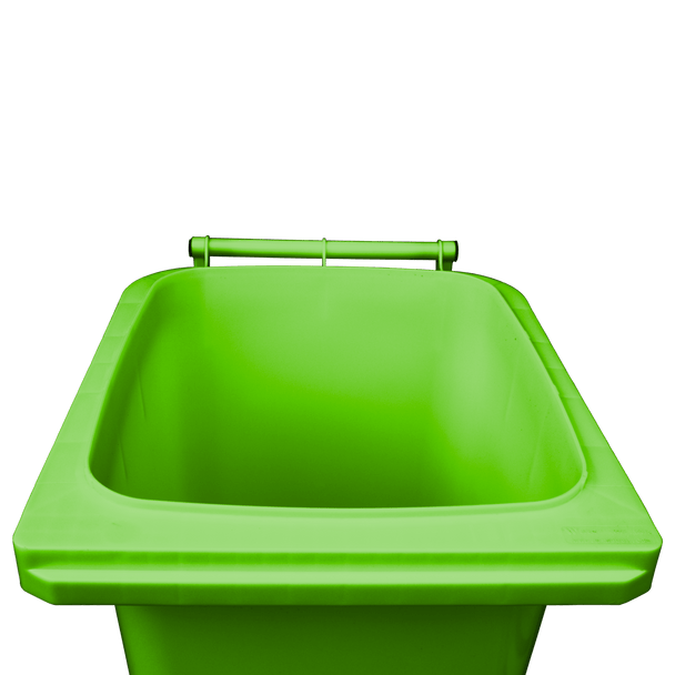Lime Green Wheelie Bin - 240 Lid Open Front