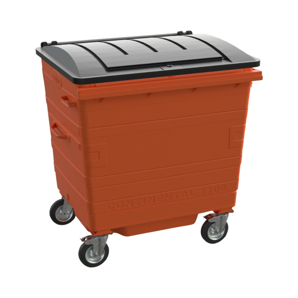 Orange Metal Wheelie Bin - 1100 Litre - TY1100METORA