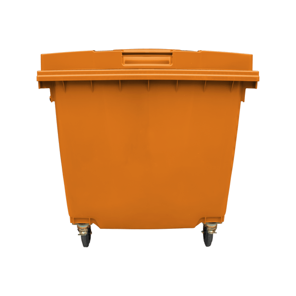 Orange Wheelie Bin - 1100 Litre - Front View