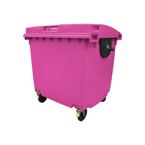 Pink Wheelie Bin - 1100 Litre - Offset View Left - WB1100PNK