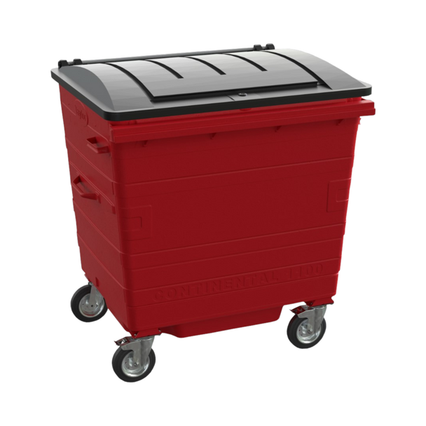 Red Metal Wheelie Bin - 1100 Litre - TY1100METRED