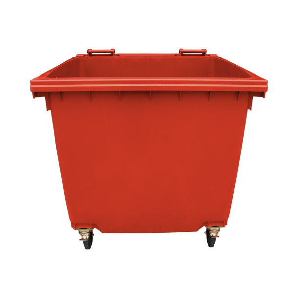 Red Wheelie Bin - 1100 Litre - Front View Lid Open