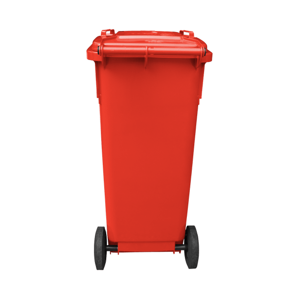 WB140RED - Red Wheelie Bin - 140 Ltr Back Closed View