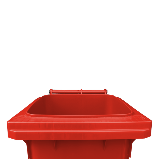WB140RED - Red Wheelie Bin - 140 Ltr Top Open View Front