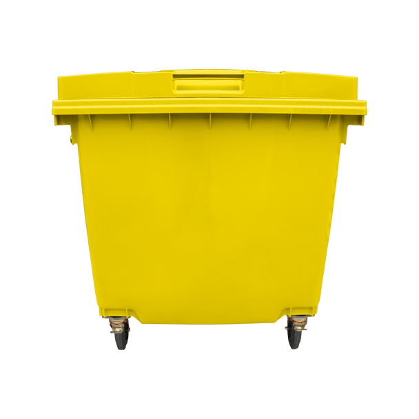 Yellow Wheelie Bin - 1100 Litre - Front View