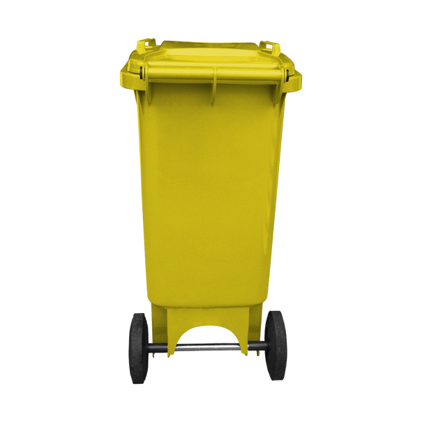 Yellow Wheelie Bin - 80 Litre Back