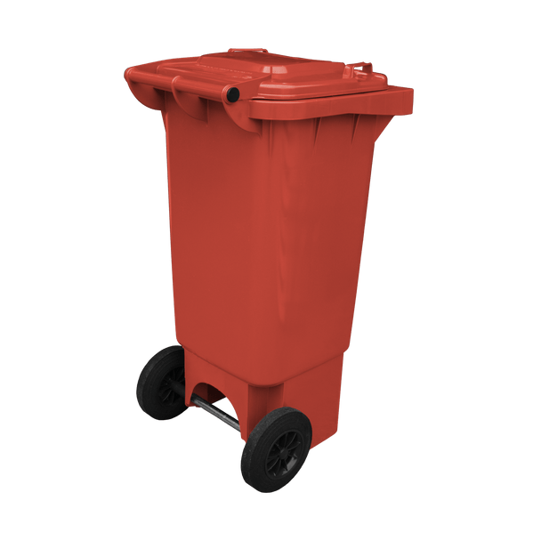 Red Wheelie Bin - 80 Litre Back Offset View Lid Closed