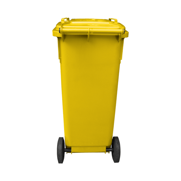WB140YEL - Yellow Wheelie Bin - 140 Ltr Back Closed View