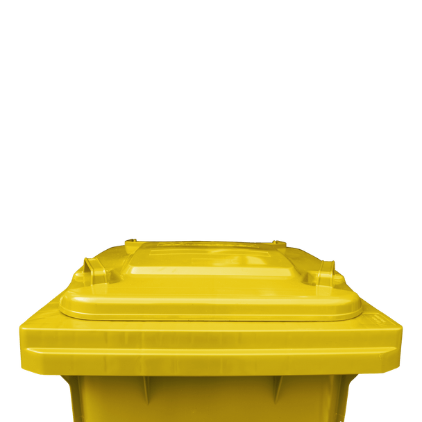 WB140YEL - Yellow Wheelie Bin - 140 Ltr Top Closed View Front