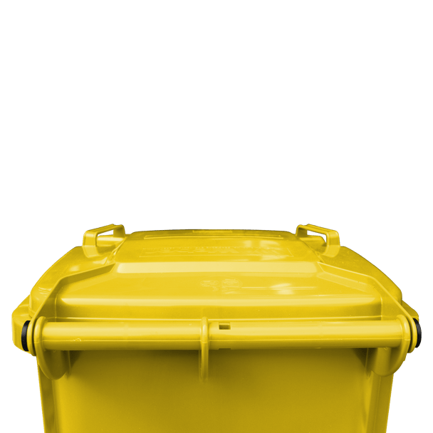 WB140YEL - Yellow Wheelie Bin - 140 Ltr Top Closed View Back